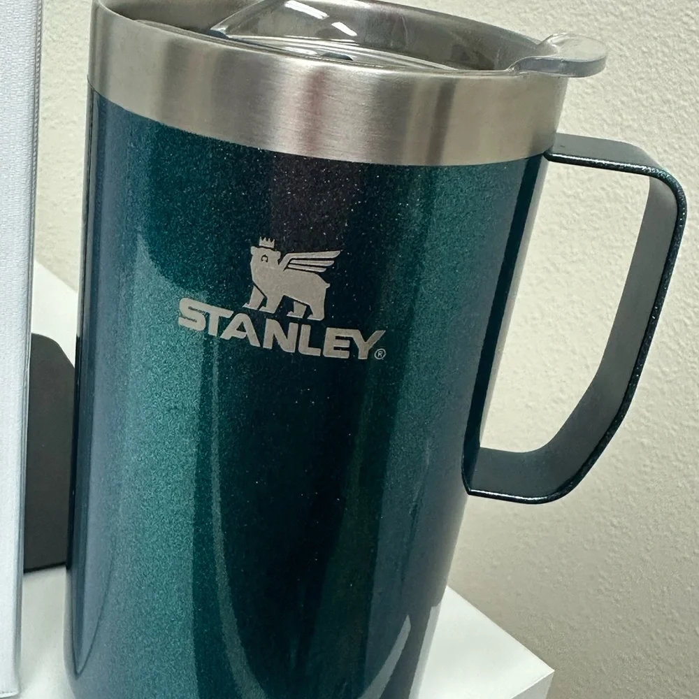 Stanley Teal Glitter Stainless Travel Mug with Handle - Picture 6 of 6